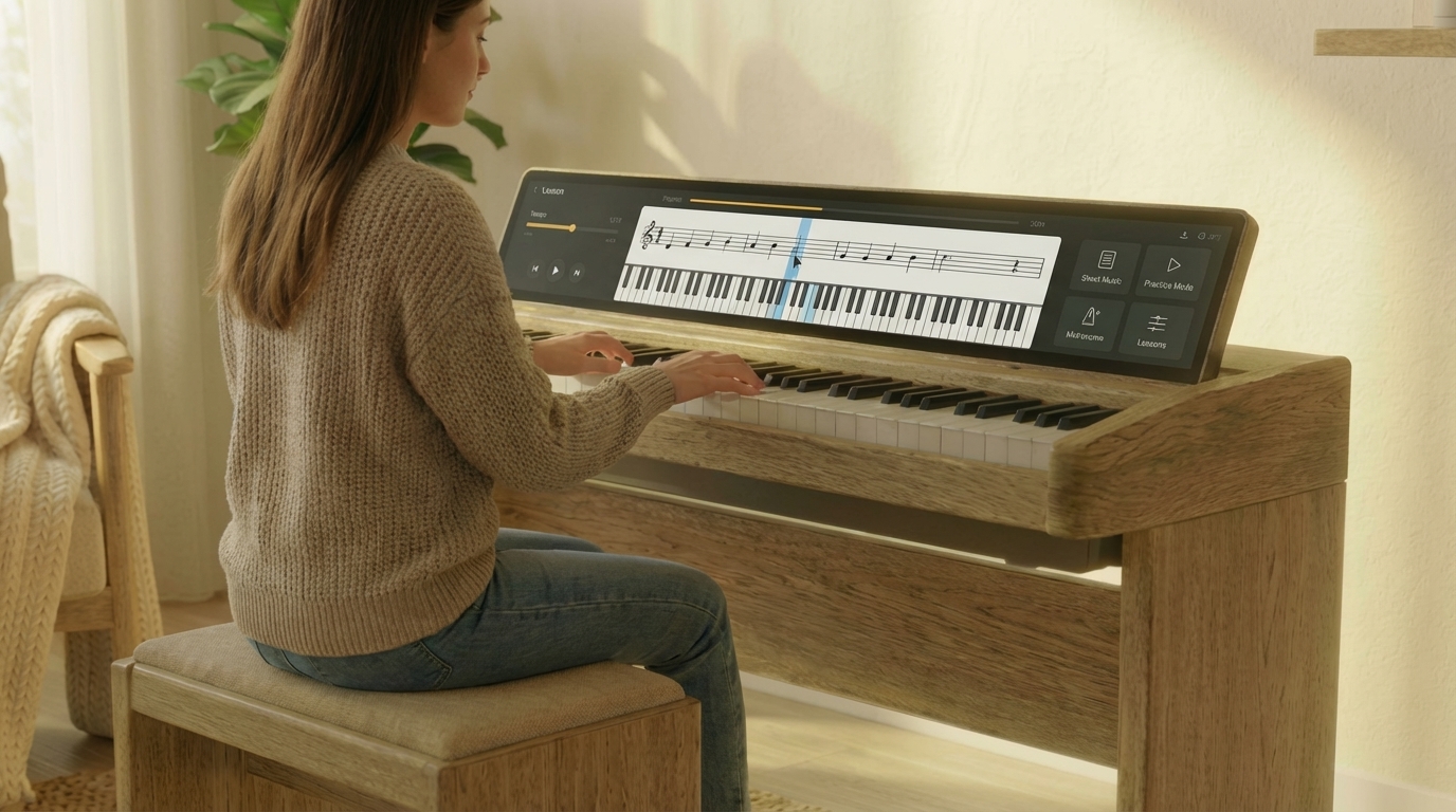 Person playing AERA digital piano